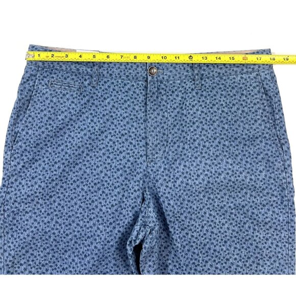 Johnnie-O Val 8" Chambray Shorts Mens Size‎ 34 Blue Palm Tree Print 100% Cotton - Picture 6 of 10